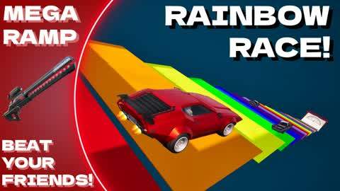 🏎️MEGA RAMP🌈RAINBOW RACE! 🏁